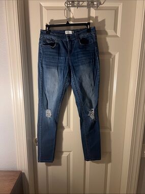 Mudd Women's Distressed Dark Blue Skinny Jeans
